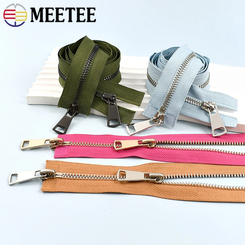 

120cm 5# Color Metal Zipper Jacket Down Double Sliders Closure Zippers Laggage Bags Replace Zips Repair Kits Sewing Accessories