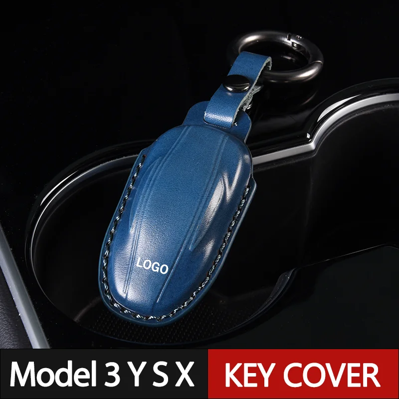 

Car Leather Handmake Key Case Cover Protector For Tesla Model 3 Styling Interior Exterior Accessories