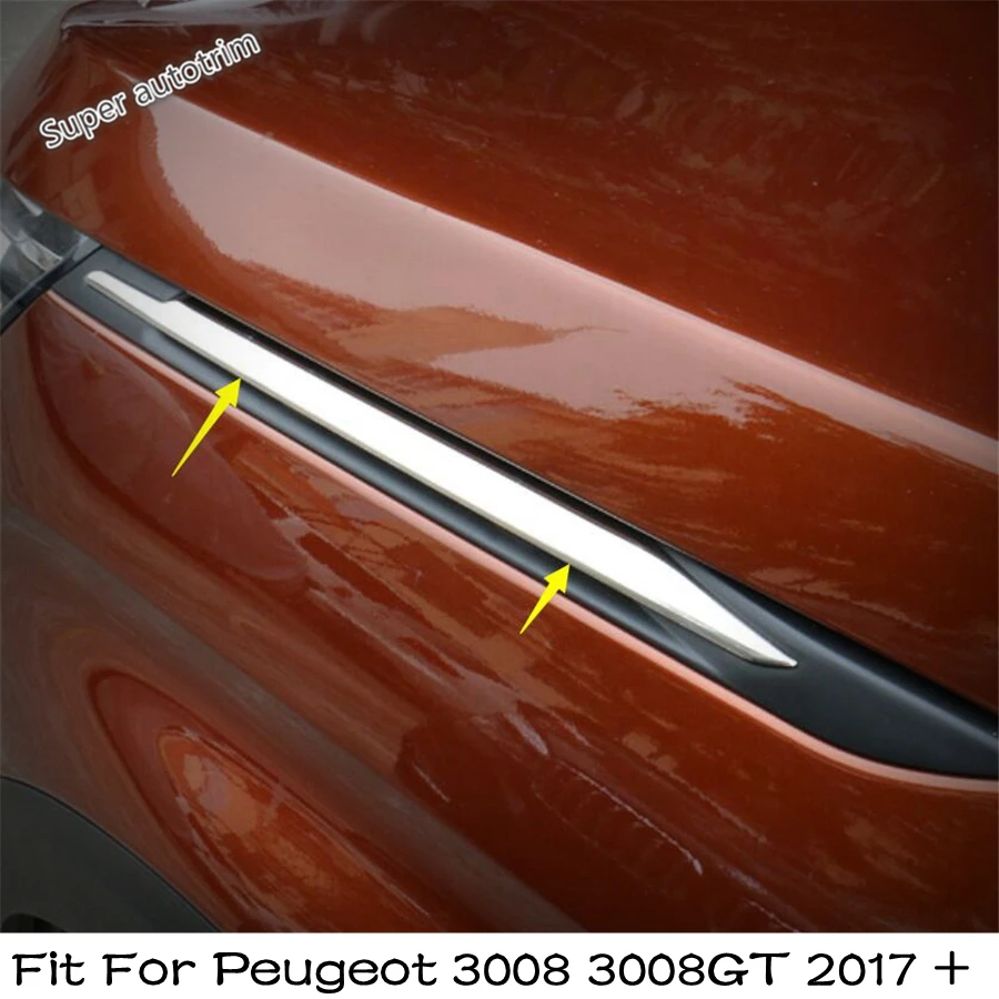 

Lapetus Front Outside Engine Bonnet Body Air Strip Cover Trim 2PCS Fit For Peugeot 3008 3008GT 2017 - 2023 Exterior Parts