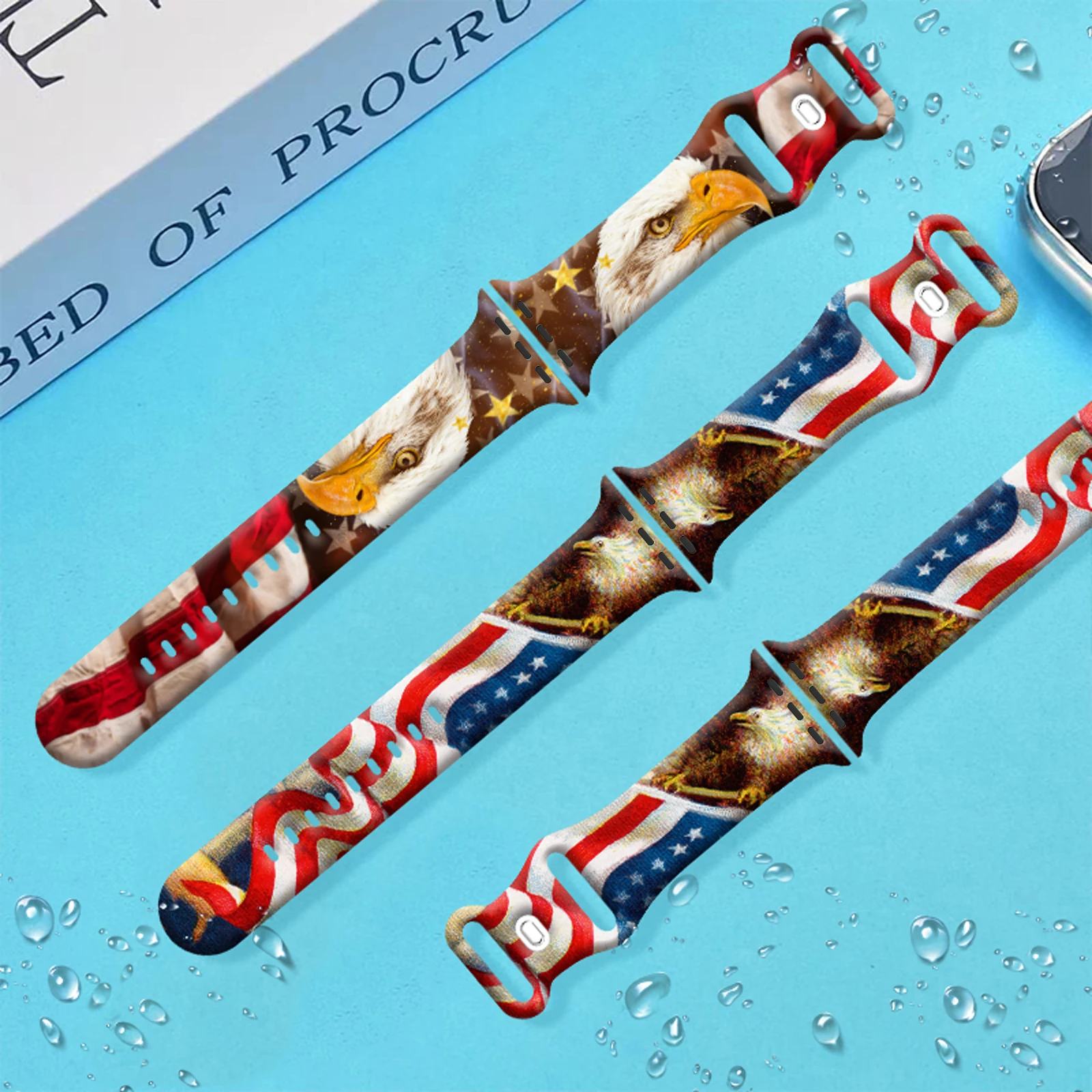 

The American flag Printed Strap for Apple Watch 11 10 9 8 Silicone Band Replaceable Bracelet for iWatch 46mm 42mm 41mm Watchband