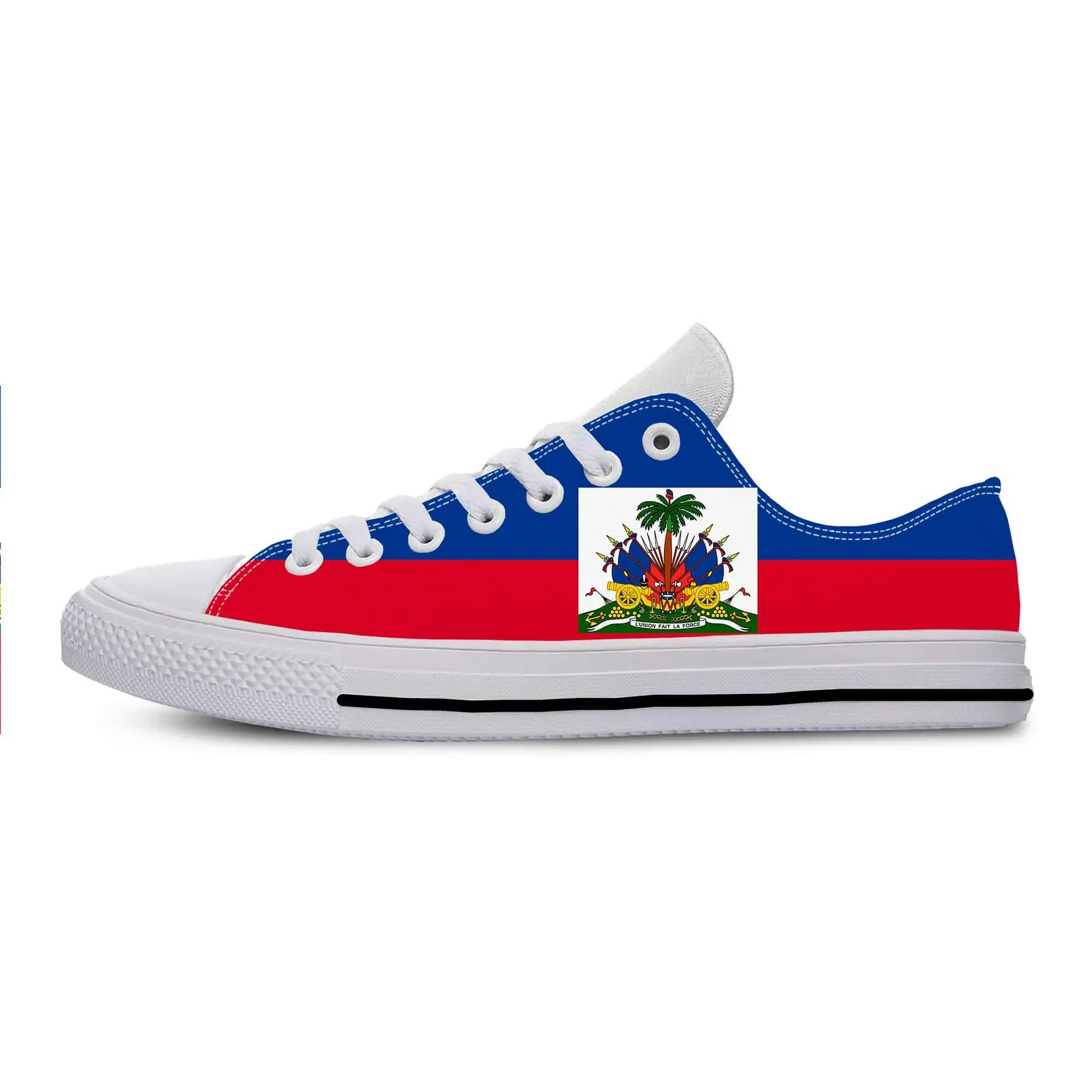 

Haiti Haitian Flag Patriotic Pride Fashion Popular Casual Cloth Shoes Low Top Comfortable Breathable 3D Print Men Women Sneakers