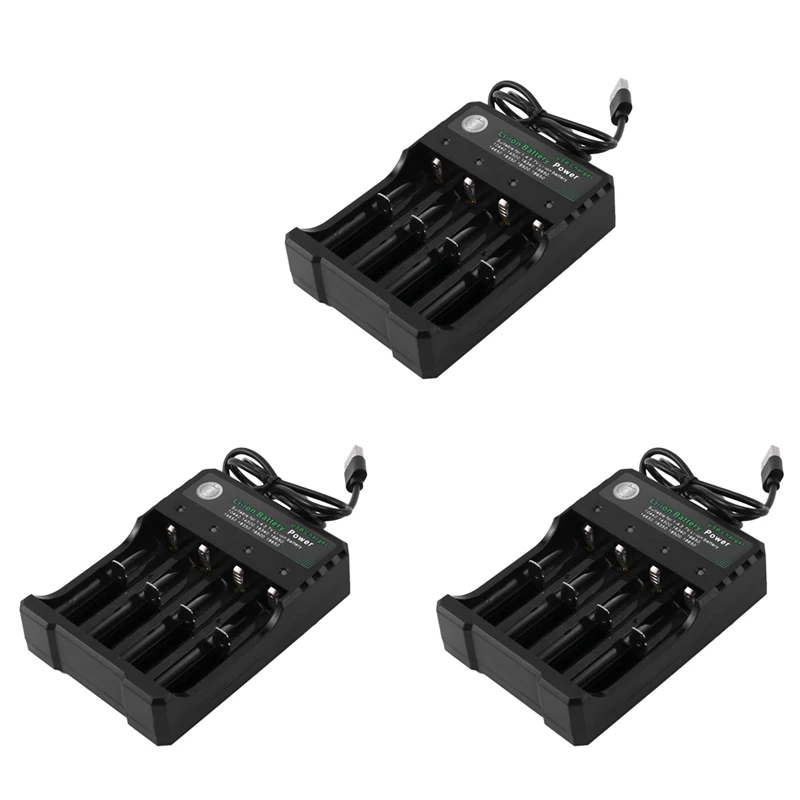 

T82C Hot Sale-3X Rechargeable 4-Slot Battery Charger Li- USB Smart Fast Charger For 18350 18500 18650 Battery Aaa Li- Batt