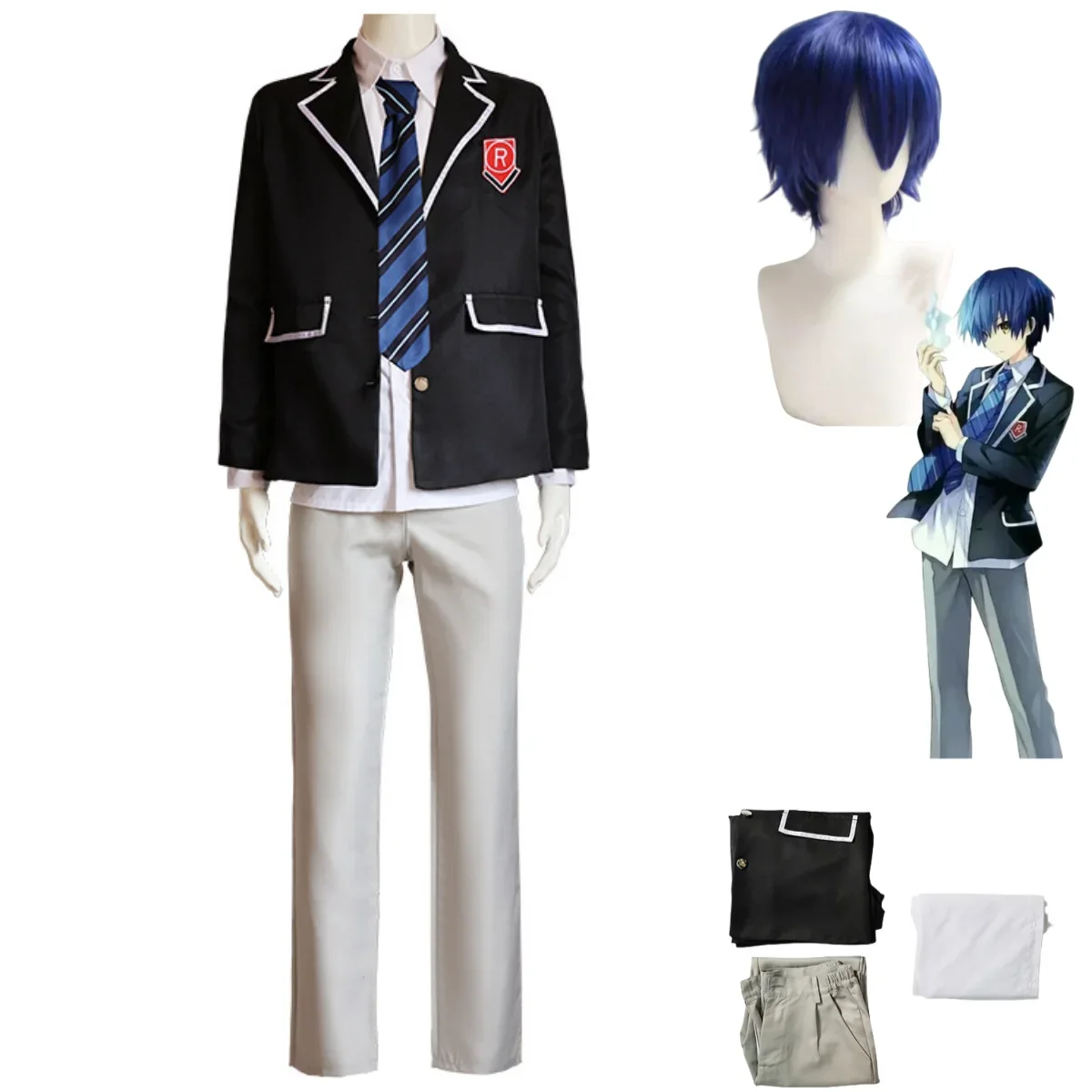 Anime Date A Live Itsuka Shido Cosplay Costume Shiori Takamiya Shinji Wig Japanese School Uniforms Coat Adult Man Campus Suit