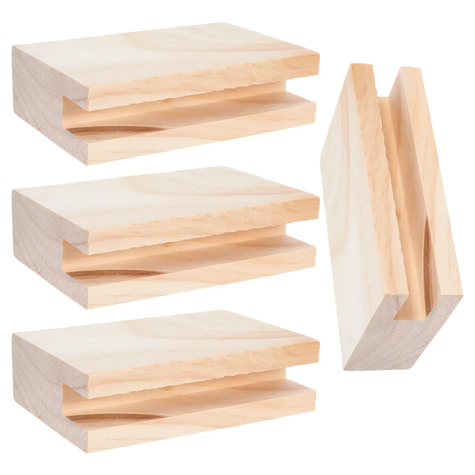 4Pcs Wood Furniture Risers Bed Lifts Cubes 0.47 Groove for 2 Inch Raising Bed Height Couch Table Sofa Chair Stabilizers