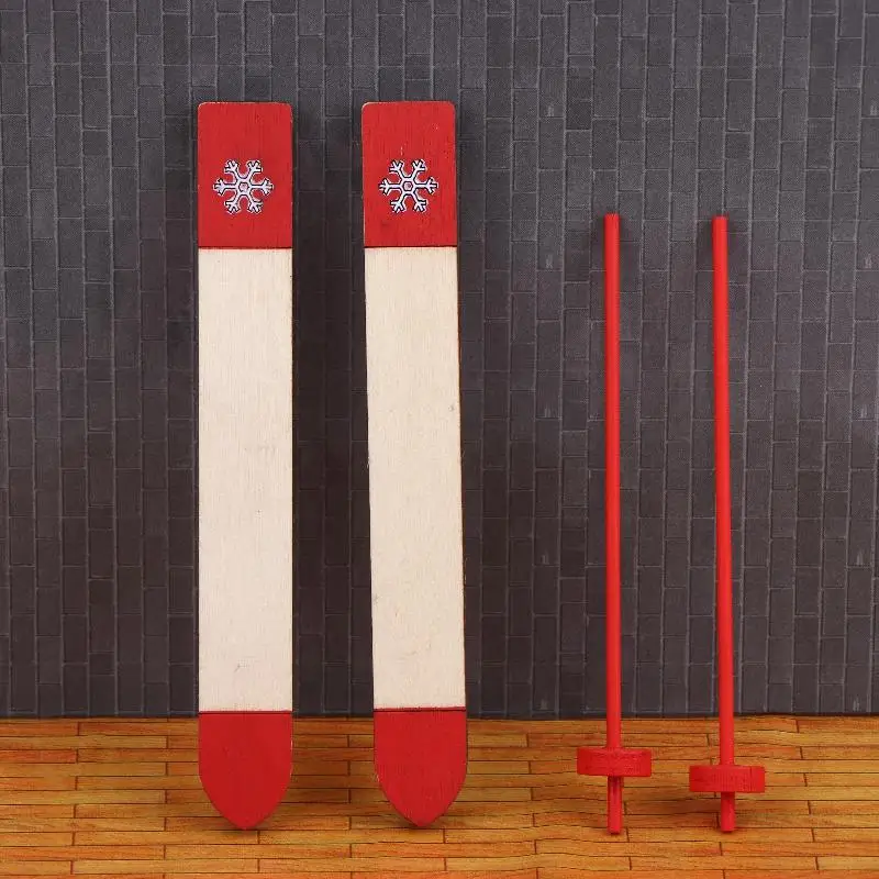 1/12 Dollhouse Mini Wooden Sled Model Dollhouse Christmas Scene Decoration Dolls House Accessories Pretend Play Toys