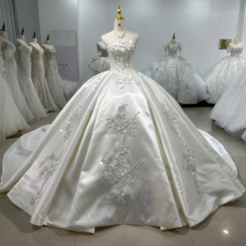 Vestido de casamento sem mangas, Vestido de baile, Vestidos sem alças, Sem encosto, Shinny Princess, Vestido de luxo, Novo, 2022