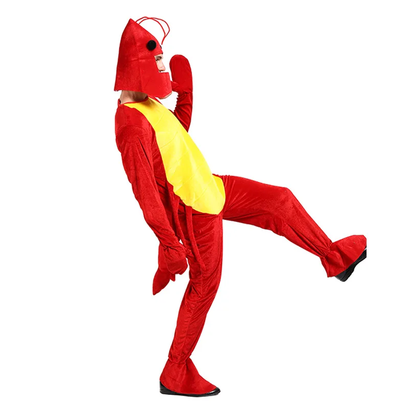 Funny Adult Lobster Cosplay Halloween Costumes Men Unisex Restaurant Events Lobster Role Cosplay Jumpsuit Stage Performance