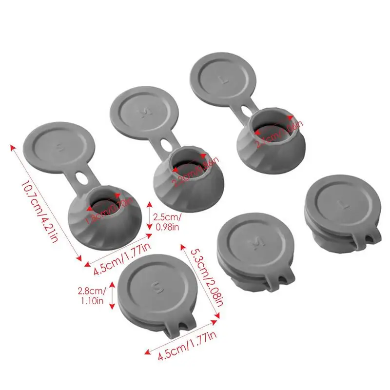 Invertido Bottle Caps, Lançando Bottle Set, Conector de transferência, Obter cada gota fora de loções, 3 tamanhos, 6pcs