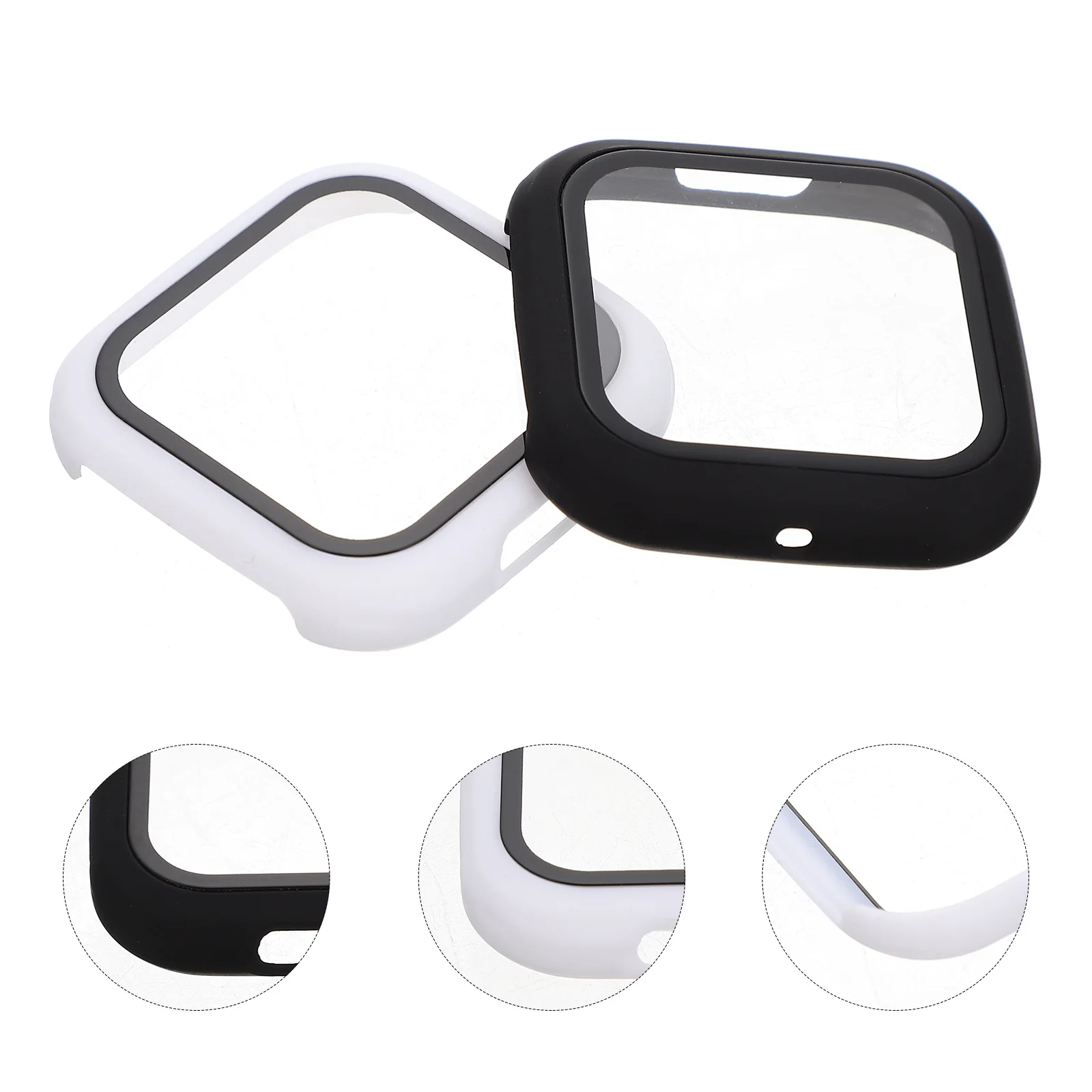 

2Pcs Watch Protective Shell Anti-Scratch Function Simple Structure Smartwatch Cover Hard Pc Case Tempered Glass