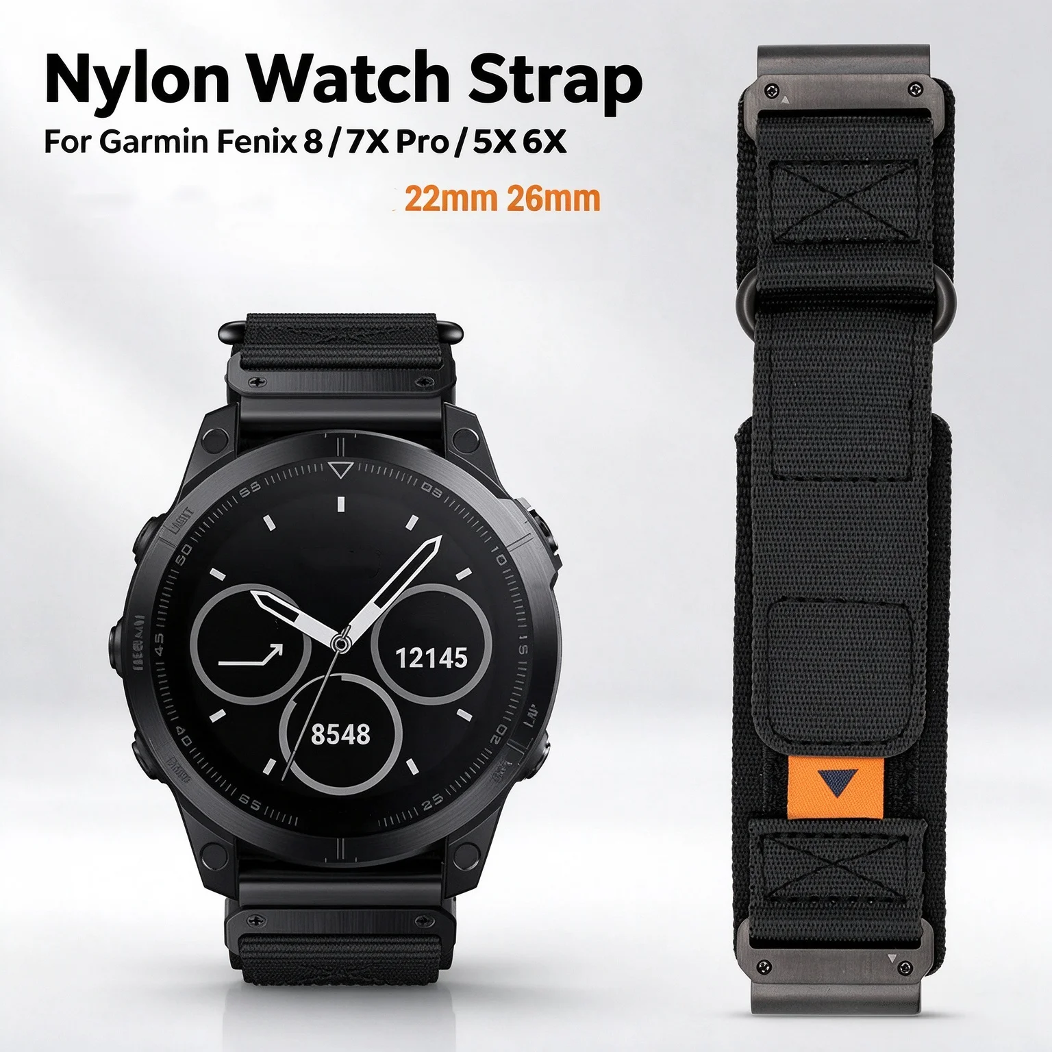 For Garmin Fenix8/7XPro/5X6X Nylon watch strap Outdoor sports wristband 22mm 26mm Universal bracelet Integrated wristband