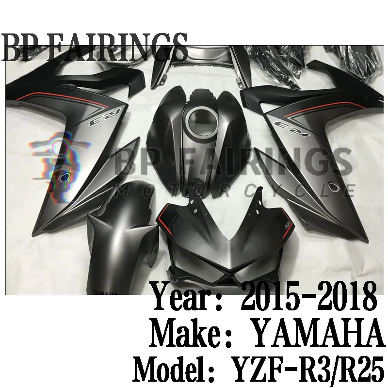 NEW ABS Fairings Kit Fit For YAMAHA YZF R3 2015 2016 2017 2018 Bodywork YZF-R25 15 16 17 18 set Matte Black Silver