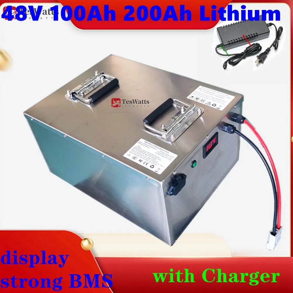 48V 100Ah 200Ah Lithium battery for 18kw 10kw inverter solar panels telecommunication Forklift ups+Charger