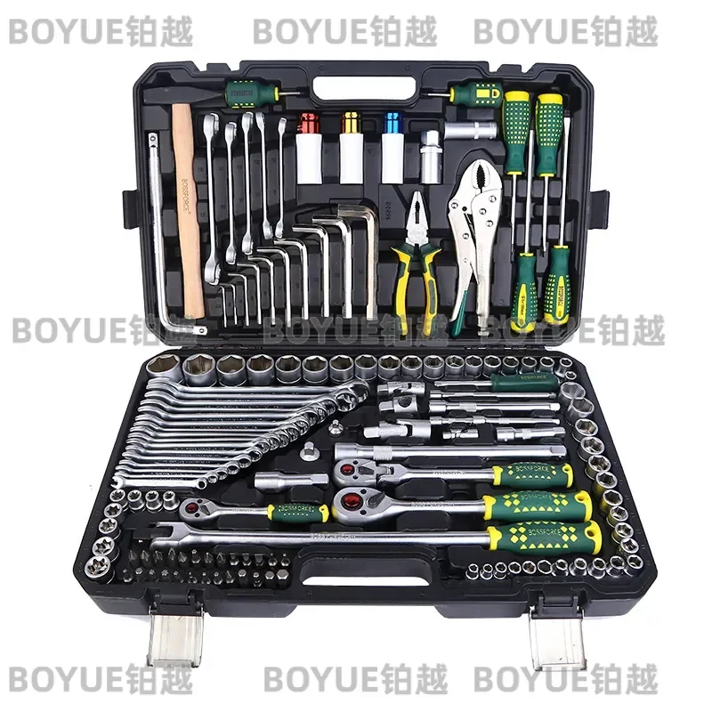 144 Piece Auto Repair Socket Set with Ratchet Wrench Mechanical Tool Kit for Car Maintenance Onboard Toolbox Quick Release