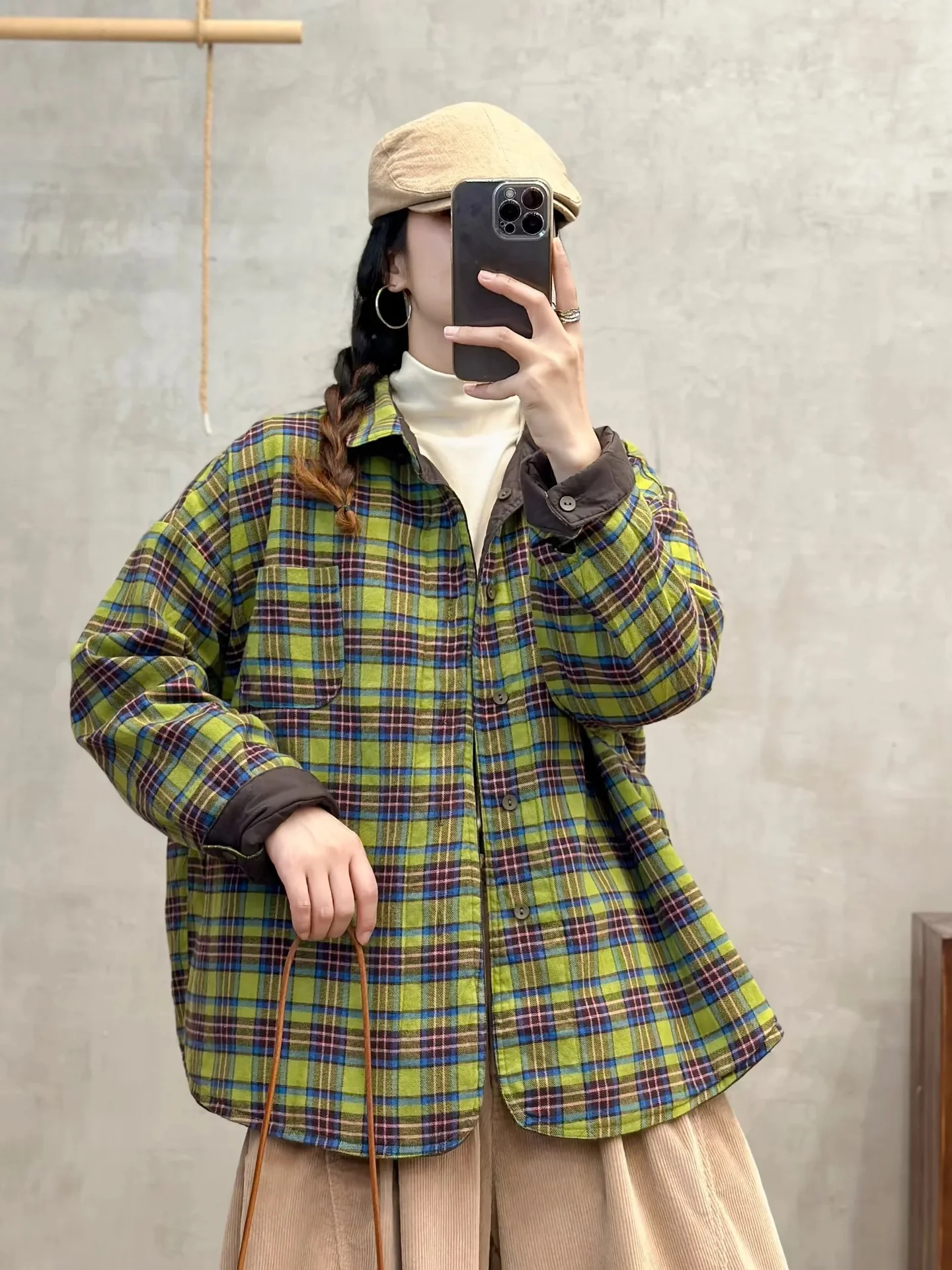 

2026 женская зимняя куртка больших размеров в японском стиле, свободная клетчатая хлопковая стеганая куртка, свободная зимняя одежда, женское пальто, верхняя одежда