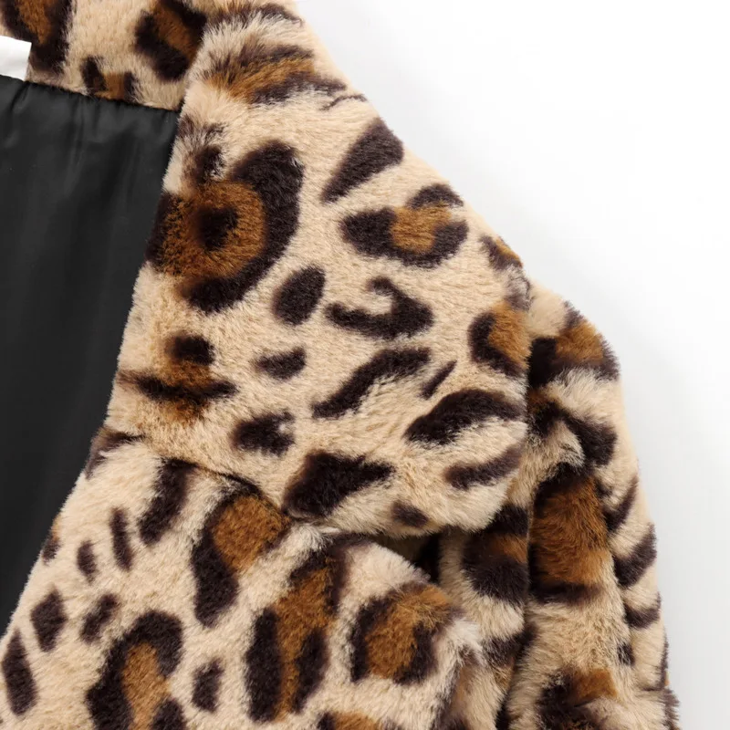 EAEOVNI-abrigo de piel sintética de leopardo para mujer, chaqueta de calle cálida con solapa nueva de Color contrastante, ropa de moda, Otoño e Invierno