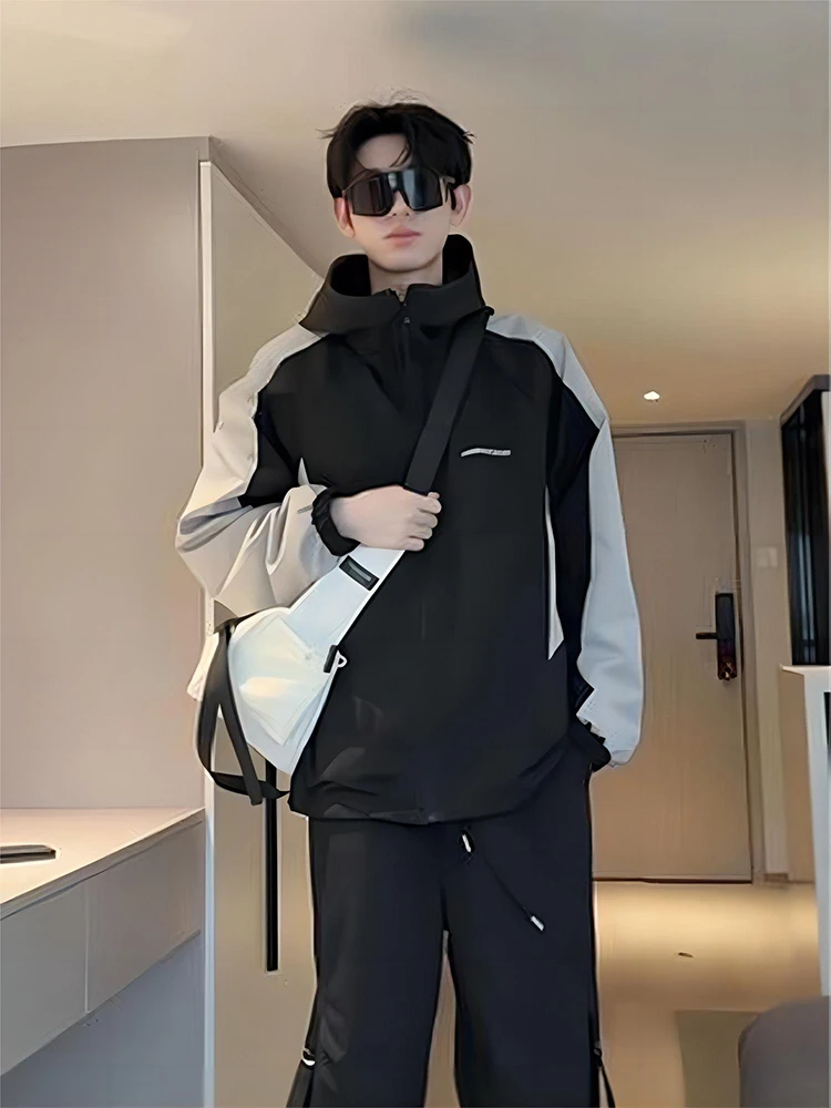 

Мужская куртка-трансформер (двусторонняя, мягкая, водонепроницаемая) для работы, весна-осень, с капюшоном