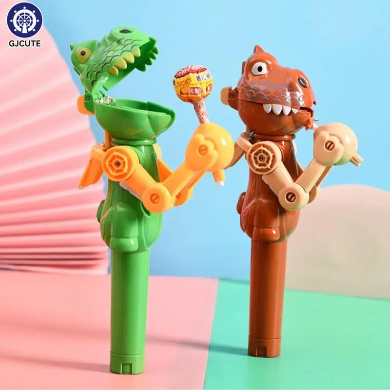 

1pcs Creative Lollipop Robot Holder Novelty Dinosaur Shape Kids Toy Gift For Children Lollipop Candy Storage Green Yellow Random