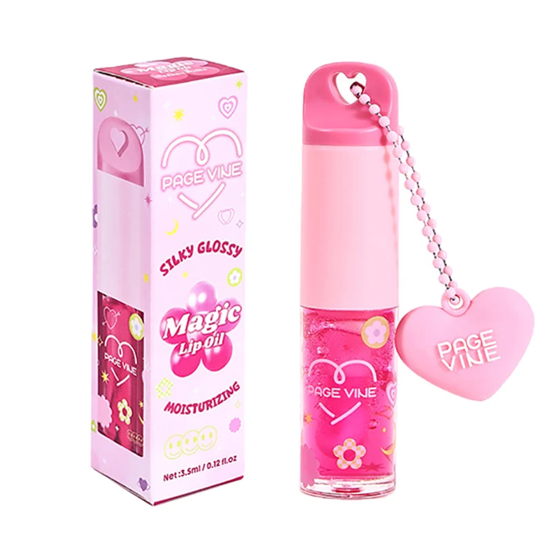 Lucidalabbra Idratante a lunga durata Specchio facile da tintura Halo Lucidalabbra in vetro d'acqua con ciondolo d'amore Macchia Pouty Labbra Trucco