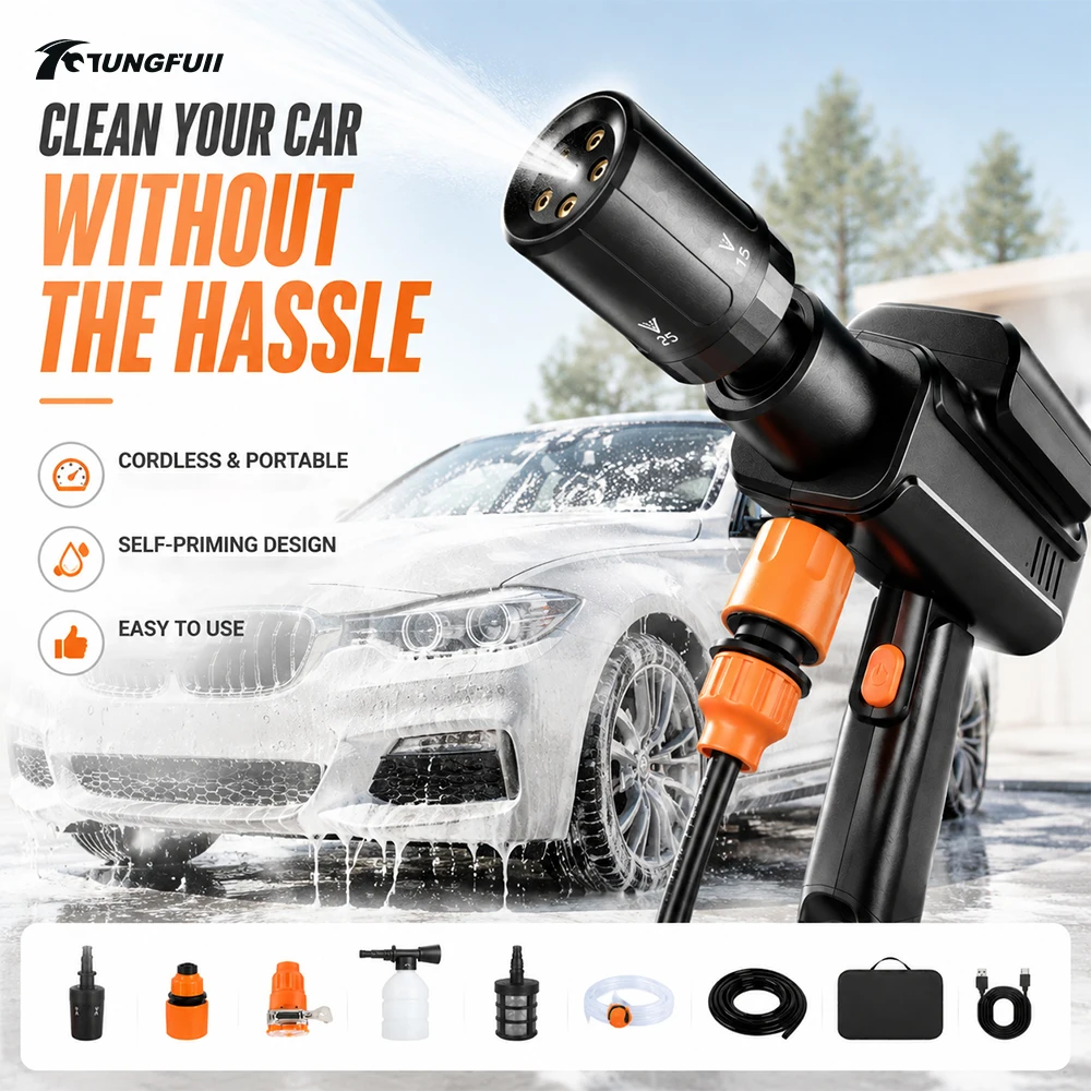 Cordless High Pressure Car Washer Gun Lithium Battery Portable Powerful Water Spray Gun Household Auto Patio Garden CleaningTool