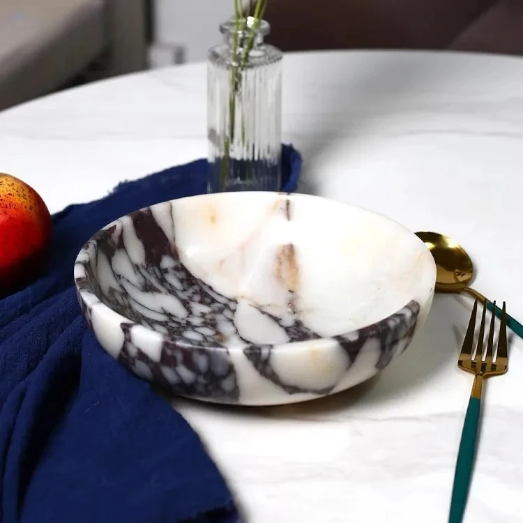 Light Luxury And Retro Natural Marble Home Living Room Groggery Fruit Snack Storage Bowl Jewelry And Jewelry A Mini Ornament
