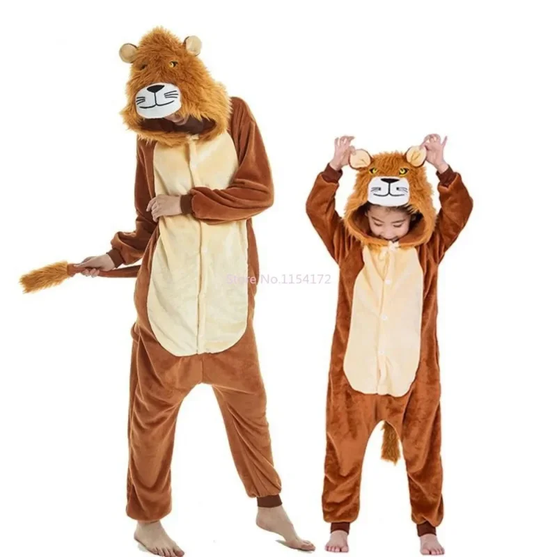 Lion Kigurumi  Onesie Jumpsuit Women Flannel Kigurumi for Adults Whole Onepiece Animal Pajamas Kugurumi Sleepwear