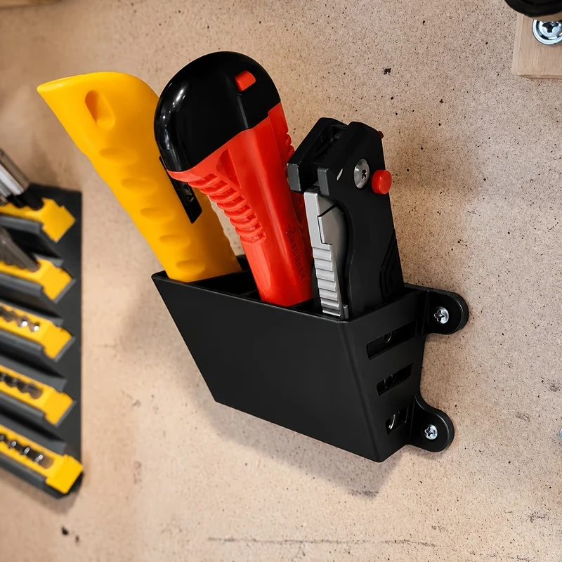 3D‑Printed Wall‑Mounted 4‑Slot Utility Knife Storage Rack, Wall Tool Organizer Box, Garage Workshop Hand Tool Holder, Tool Stor
