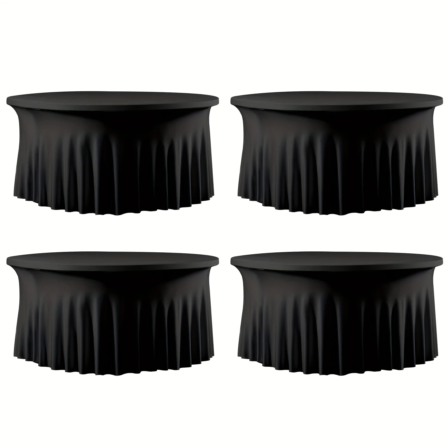 4-Pack 72-Inch Round Table Covers with 30-Inch Drop | Stretch Polyester-Spandex Blend | Wrinkle-Resistant & Pleated Skirt Design view 5