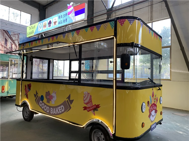 شاحنة طعام كهربائية، مقطورة مطبخ متنقلة، تصميم عصير هوت دوج، آلة بيع عربة الآيس كريم