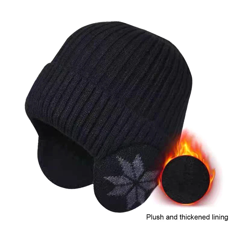 1pc nouveau unisexe hiver tricoté chapeau avec oreillette mode bonnet chapeaux pour hommes femmes en plein air classique garder au chaud casquette