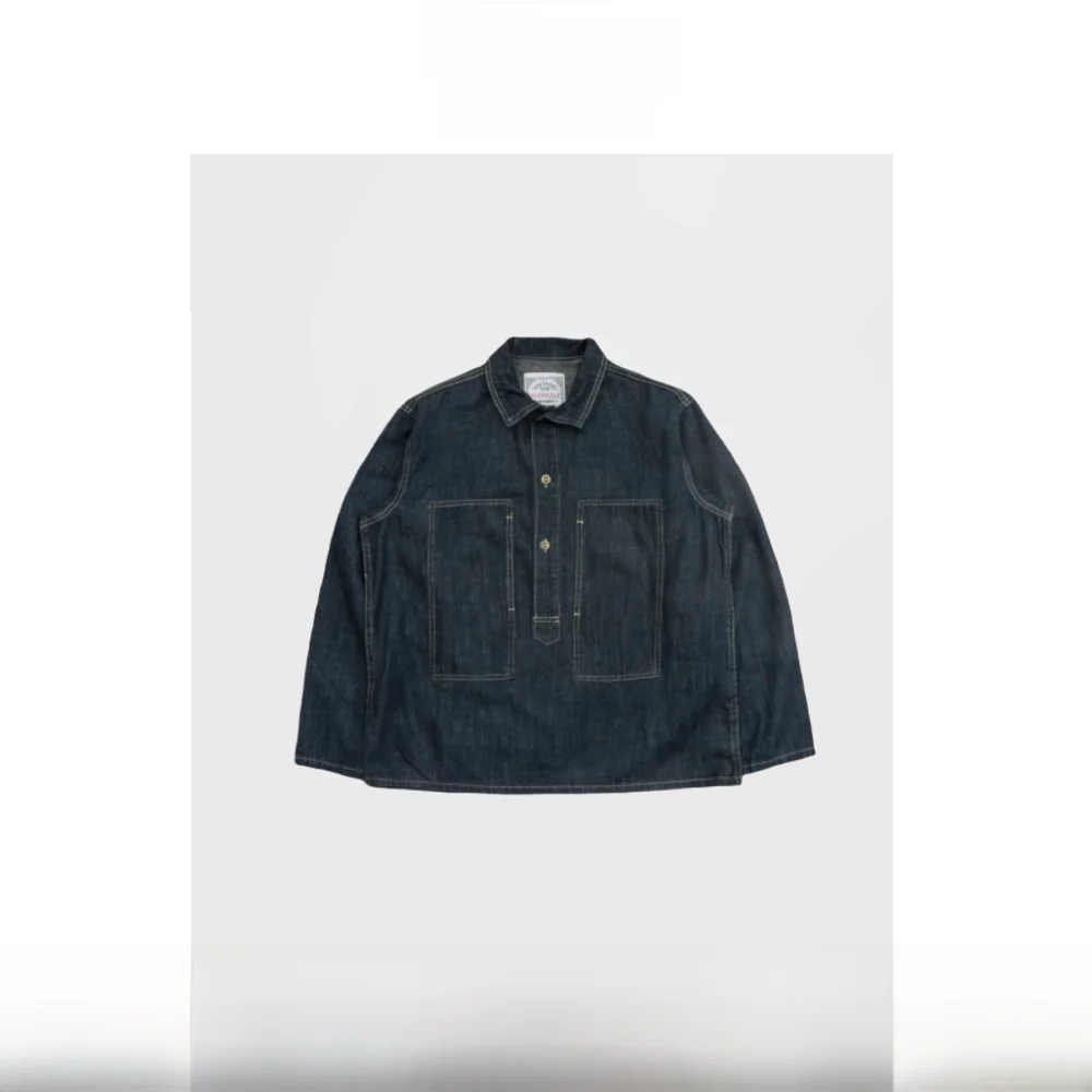 

Retro American Waed Denim irt Men's Layered Wear Blue Jeans Jaet Top PU Leather Long Sve Collar Ciwalk irt