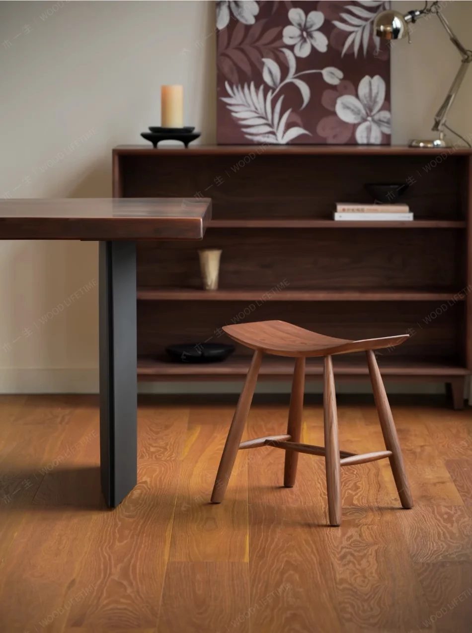 #Nordic Solid Ash Wood Smile Stool Modern Minimalist Yuanbao Design Saddle Stool For Dining Room Vanity Entryway