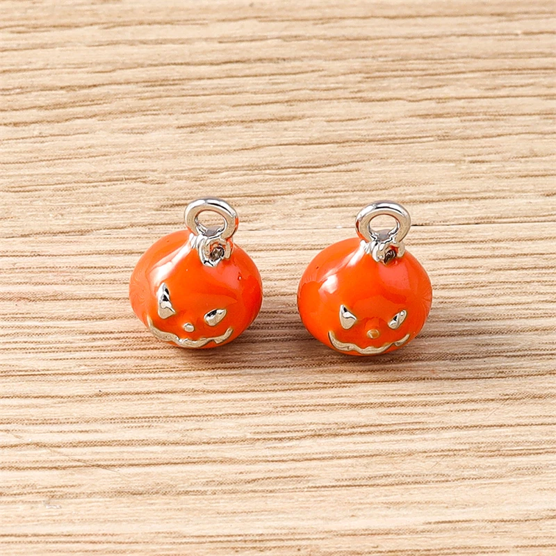 5 Stück 9 x 12 mm niedliche Mini-Emaille-Legierung Halloween-Kürbis-Charms-Anhänger für Schmuckherstellung DIY Ohrringe Halsketten Armbänder Geschenke – Detail 5