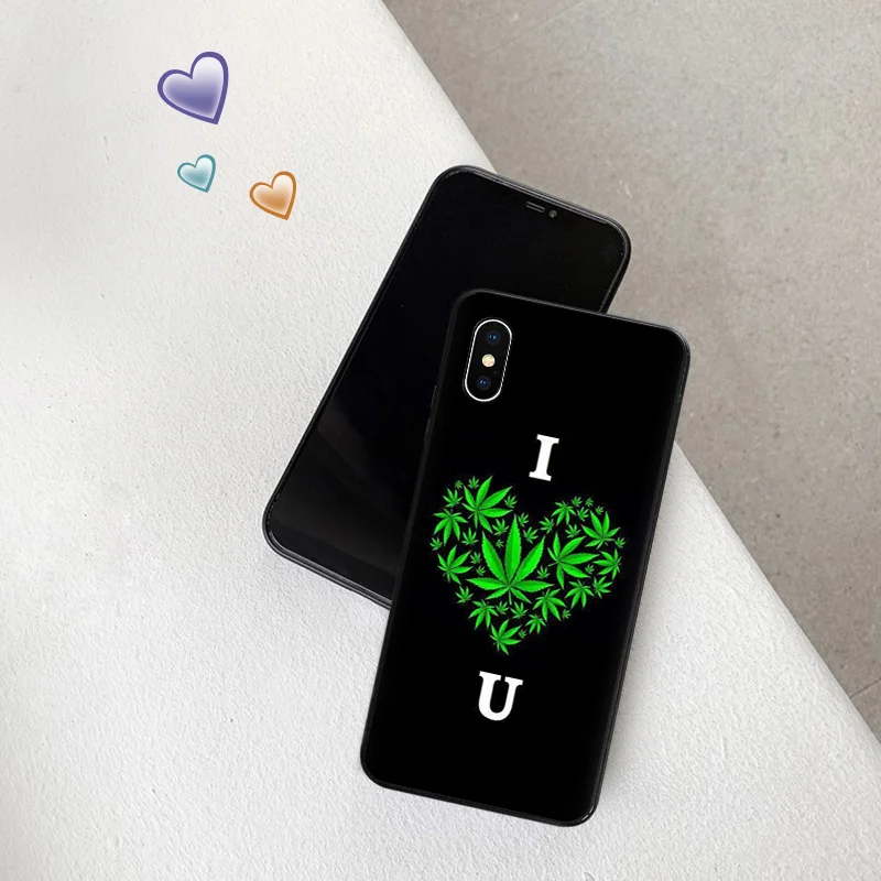 Green Abstractionism Trippy Weed Leaf Silicone Soft Phone Cases Cover for iphone 15 Pro Max SE 14 13 Plus 12 11 7 8 6s 6 X XS XR