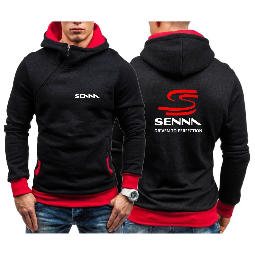 2024 Printing Hight Quality Men New Ayrton Senna Spring And Autumn Five-color Comfortable Casual Diagonal Zipper Sweatshirt Top