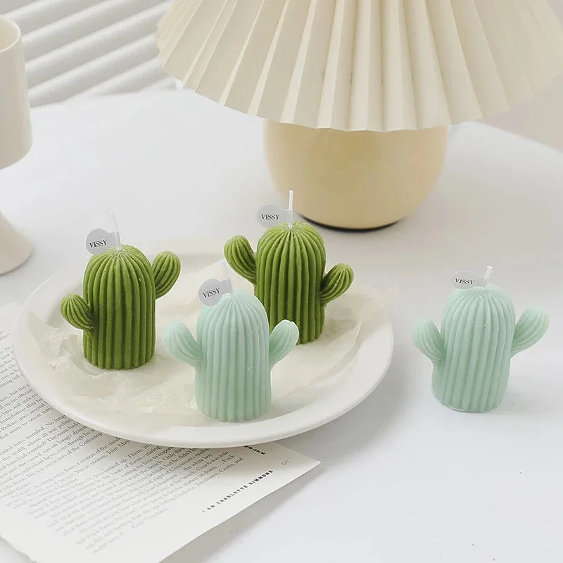 Cactus Plant Shape Silicone Candle Mold DIY Aromatherapy Soap Gypsum Resin Mold Fudge Cake Chocolate Mold Candle Making Supplies