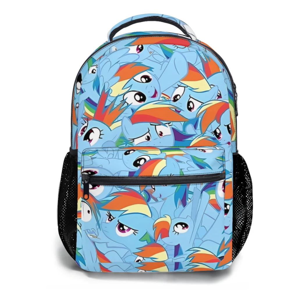 Mochila Rainbow Dash, grande capacidade, bolsa de livros na moda, multi bolsos, ajustável de 17 ", nova, elegante