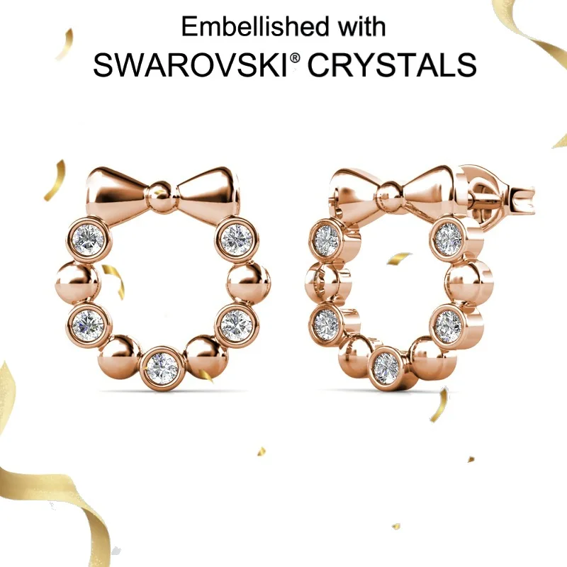 

Daisini 925 Sterling Silver Ear Studs Fine Jewelry with Swarovski Crystals Ladies Plated 18k Real Gold Elegant Gift for Women