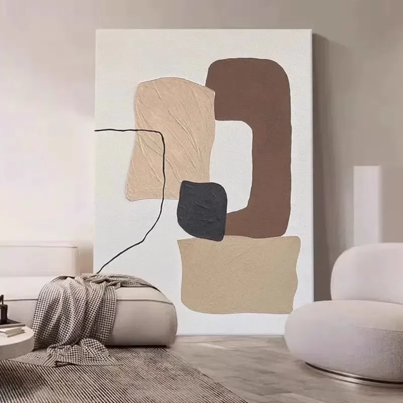 Handmade Large Textured Oil Painting Modern Abstract Geometry Hand Painted Wall Art PictureFor Living Room Porch Entrance Decor