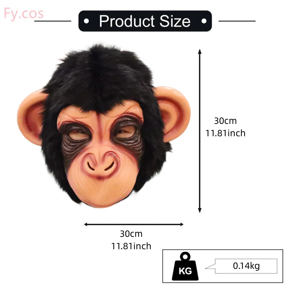 Monkey Head Mask Rave Cosplay Funny Animal Real Latex Mascara Full Face Helmet Jolly Chimp Gorilla Halloween Costume for Adult