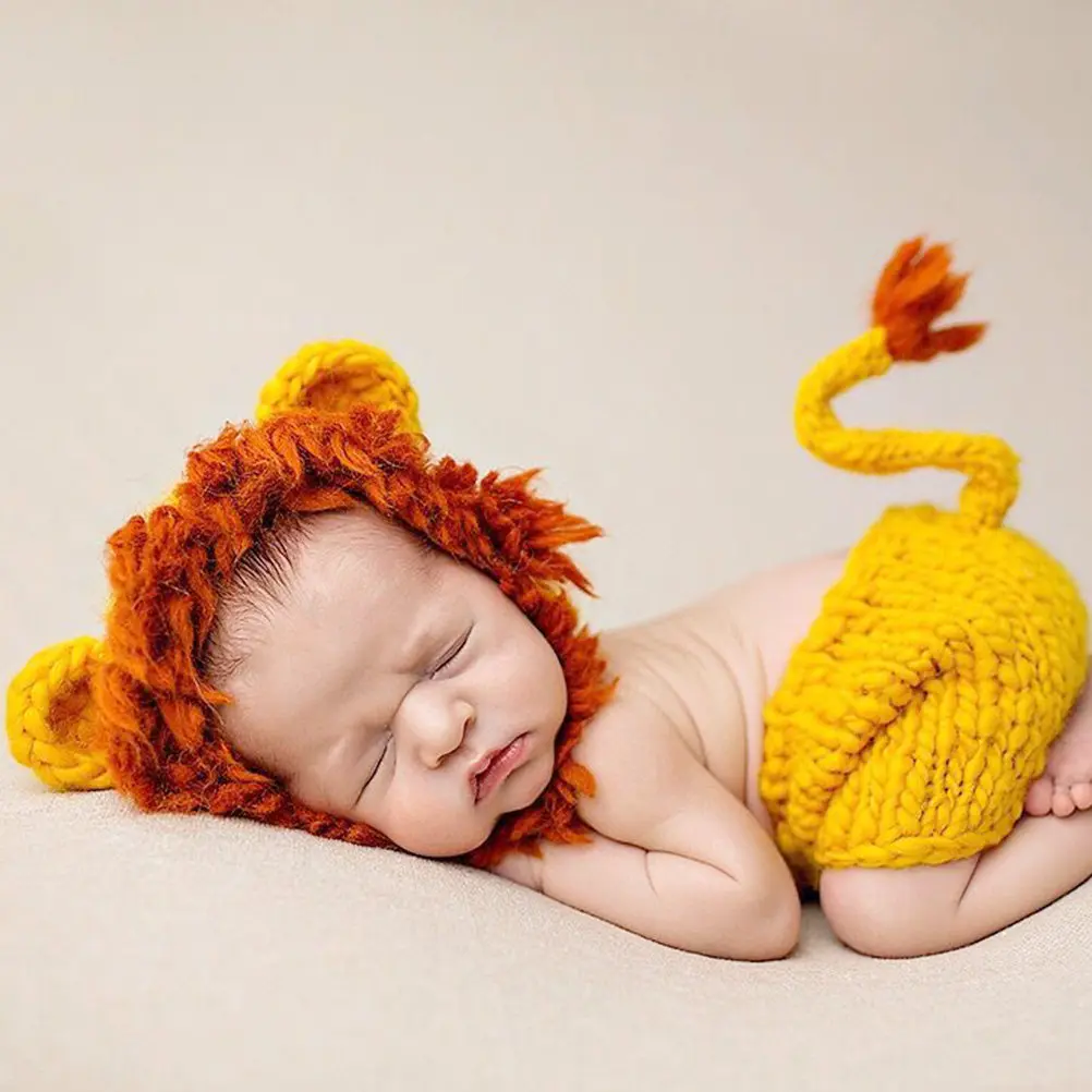 Costume Handmade Knit Orange Infant Photo Outfit Newborn Photoshoot Clothes Comfortable Baby Photo Props