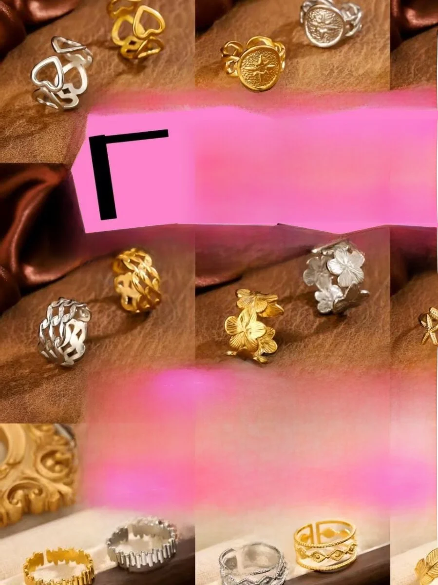 

Модное широкое открытое кольцо из титановой стали с дизайном в виде листьев, женское кольцо с уникальным дизайном, кольцо с четырехлистным клевером, стильный аксессуар.