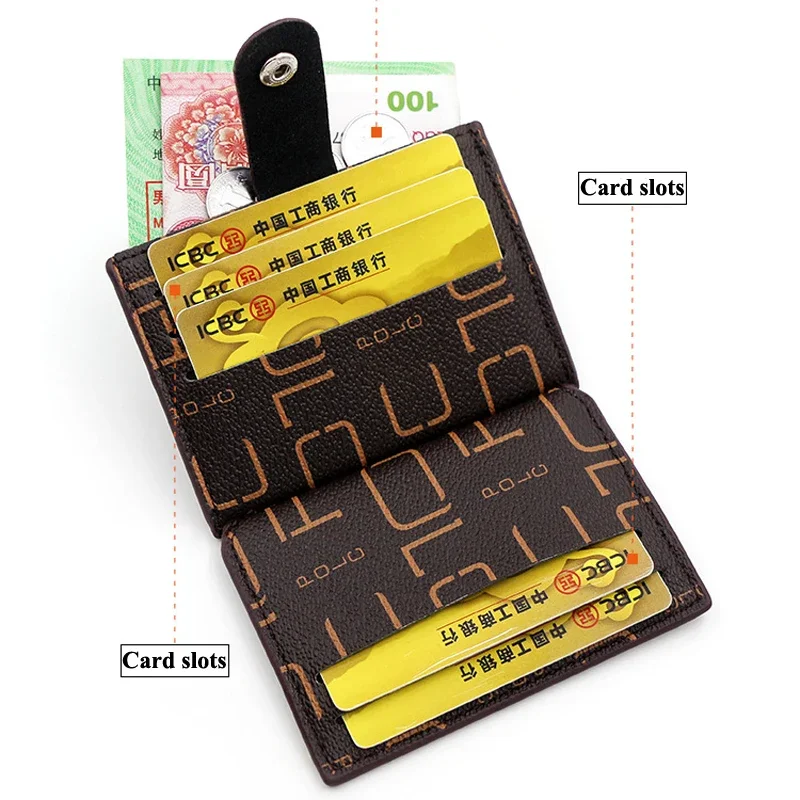 حامل بطاقة الائتمان الصغيرة الأنيقة محفظة جلدية رفيعة مع جيب للعملات المعدنية حقيبة نقود للرجال حافظة معرف للرجال محفظة أعمال صغيرة للنساء #5