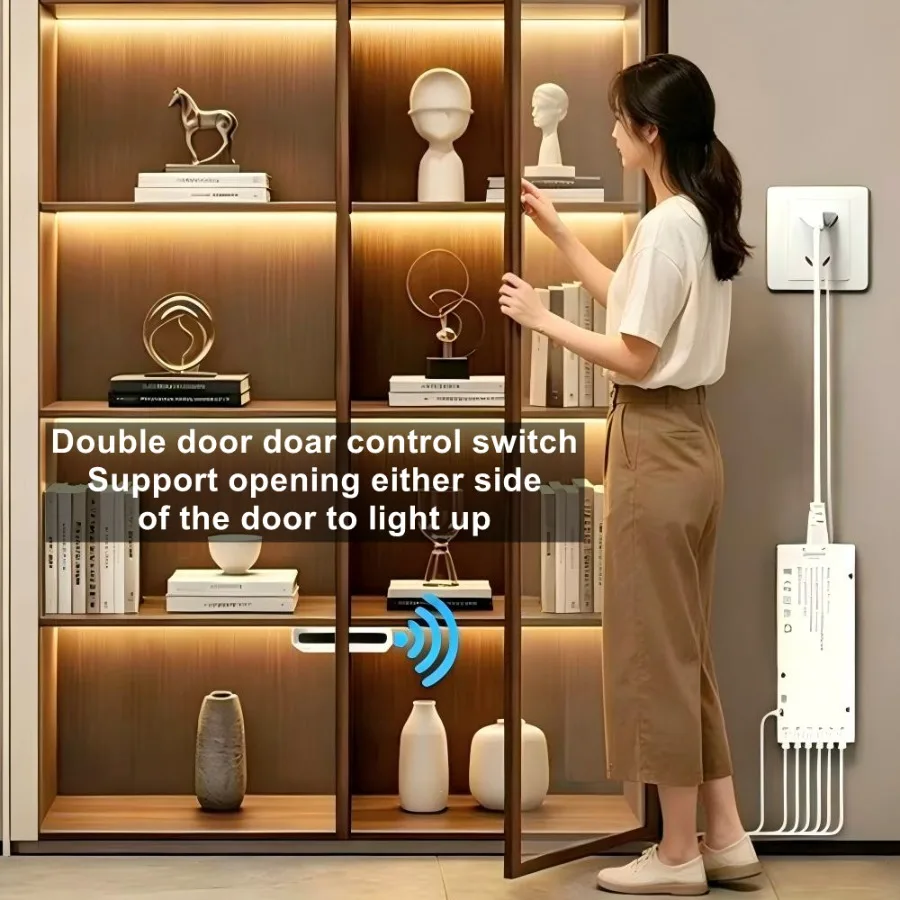 6~1Pcs 30/40/50CM Sync Cabinet Light Double Door Control Switch LED Strip Kitchen Pantry Showcase Bedroom Closet Kitchen Lamp