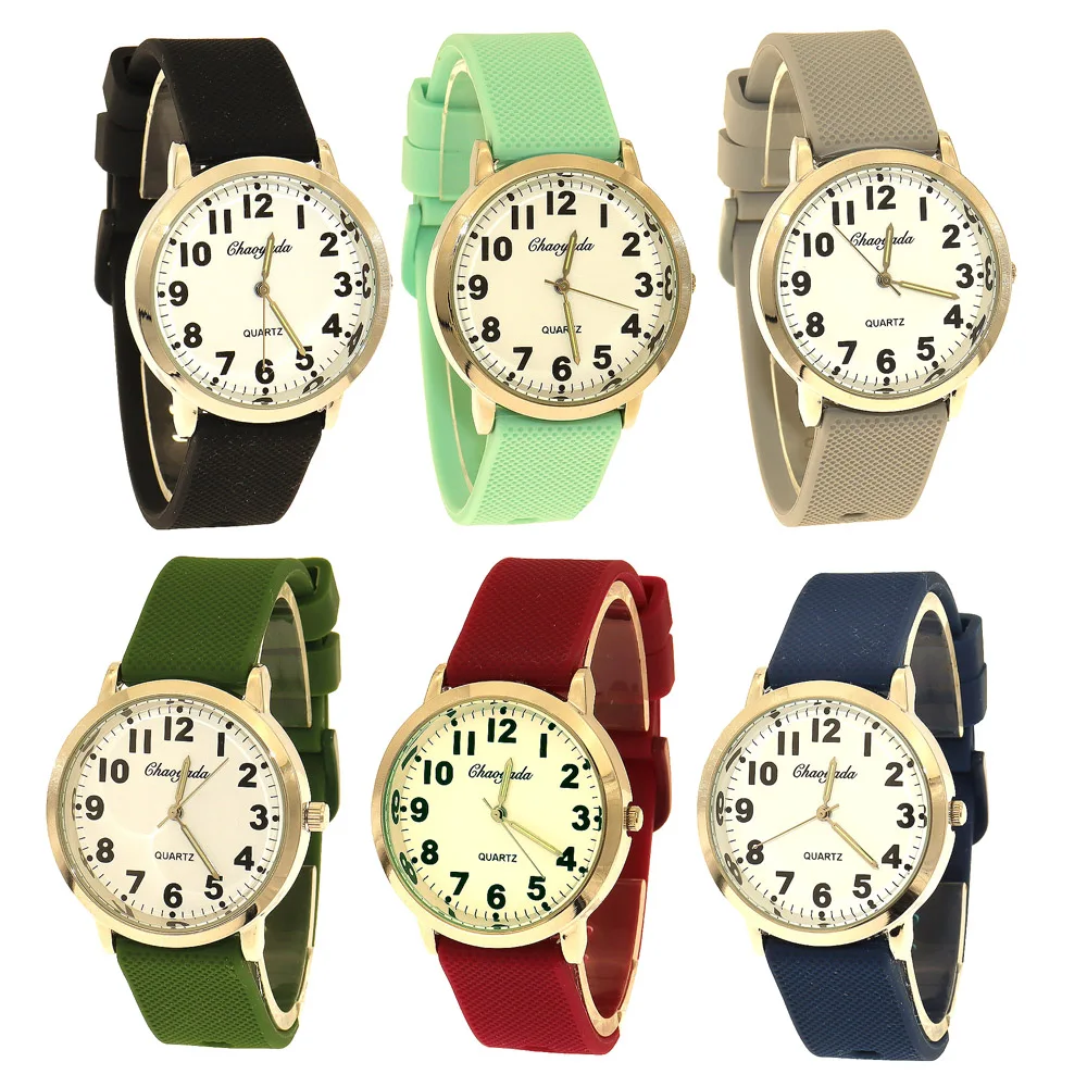 6Pcs Boys Girls Quartz Wristwatches Simple Watch Children School Students Exam Watches Multicolour Silicone Strap