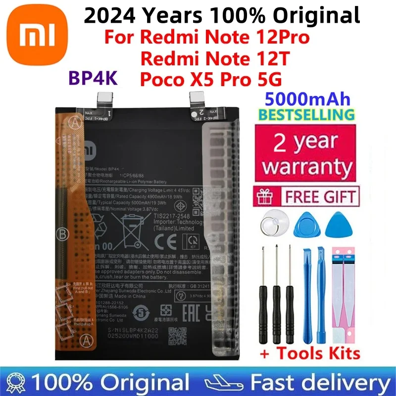 

100% Original High Quality New Replacement 5000mAh Battery BP4K For Xiaomi Redmi Note 12 Pro / Note 12T poco x50 pro Batteries