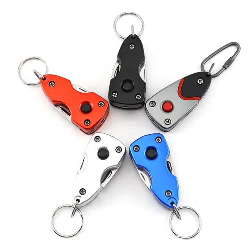 Outdoor 6-in-1 Folding Mini PortableScrewdriver StainlessSteel Tool Knife with LED Keychain Multi-functional Keychain Knife Gift