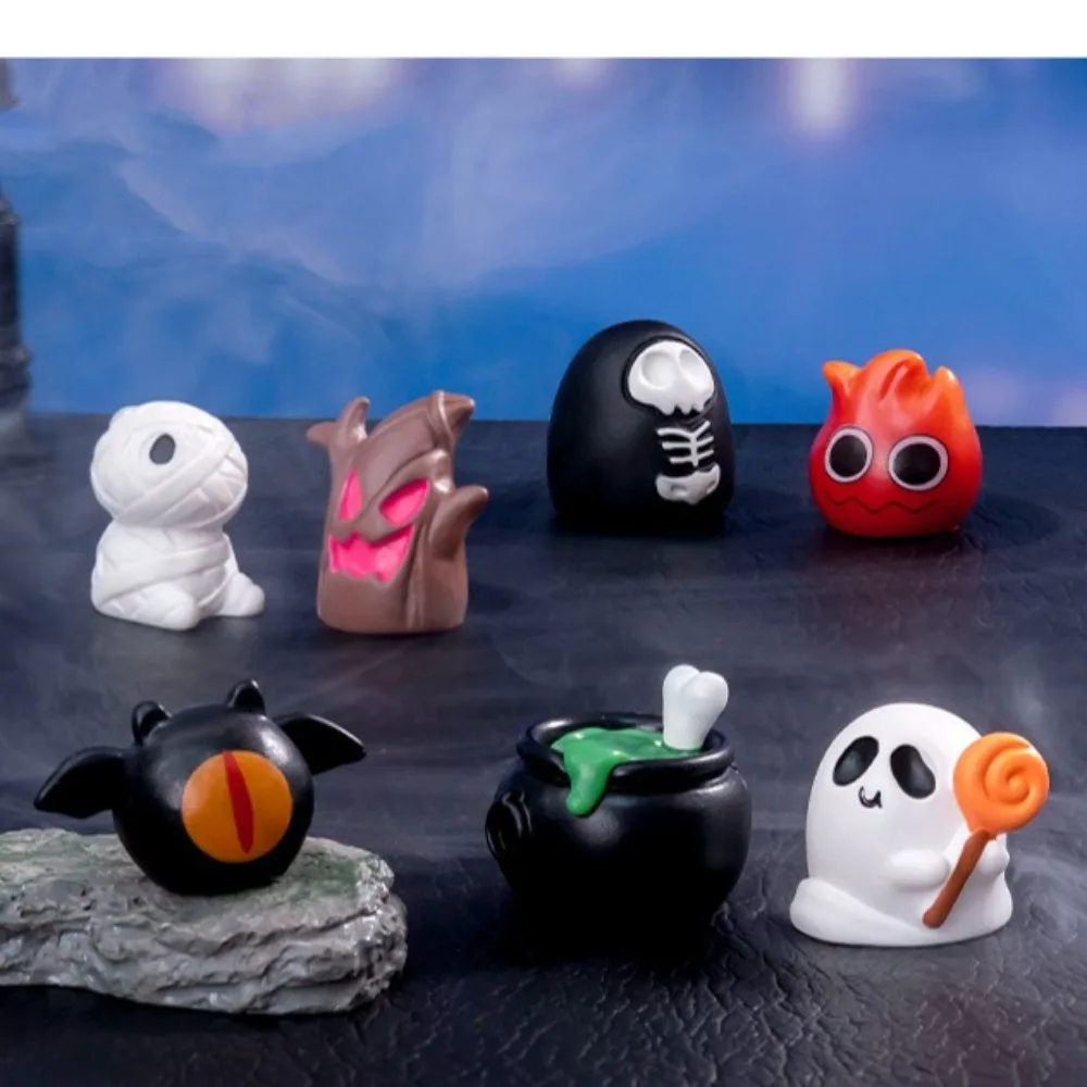 Ghost Mini ฟักทองตุ๊กตาเรซิ่นค้างคาวสีดําแมว Hallowmas บ้านตุ๊กตาอุปกรณ์เสริมฉากขนาดเล็กต้นไม้ฮาโลวีน Ghost Miniatures