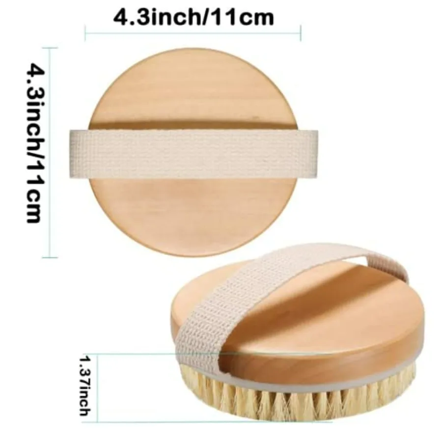 Dry Body Brush, Natural Bristle Bath Brush, Lymphatic Drainage, Exfoliate, Stimulate Blood Circulation, Remove Dead Skin Toxins