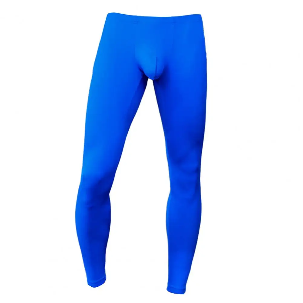 Men Leggings Elastic Waist Semi-through U-convex Skinny Pants Yoga Exercise Running Fitness Sports Long Trousers