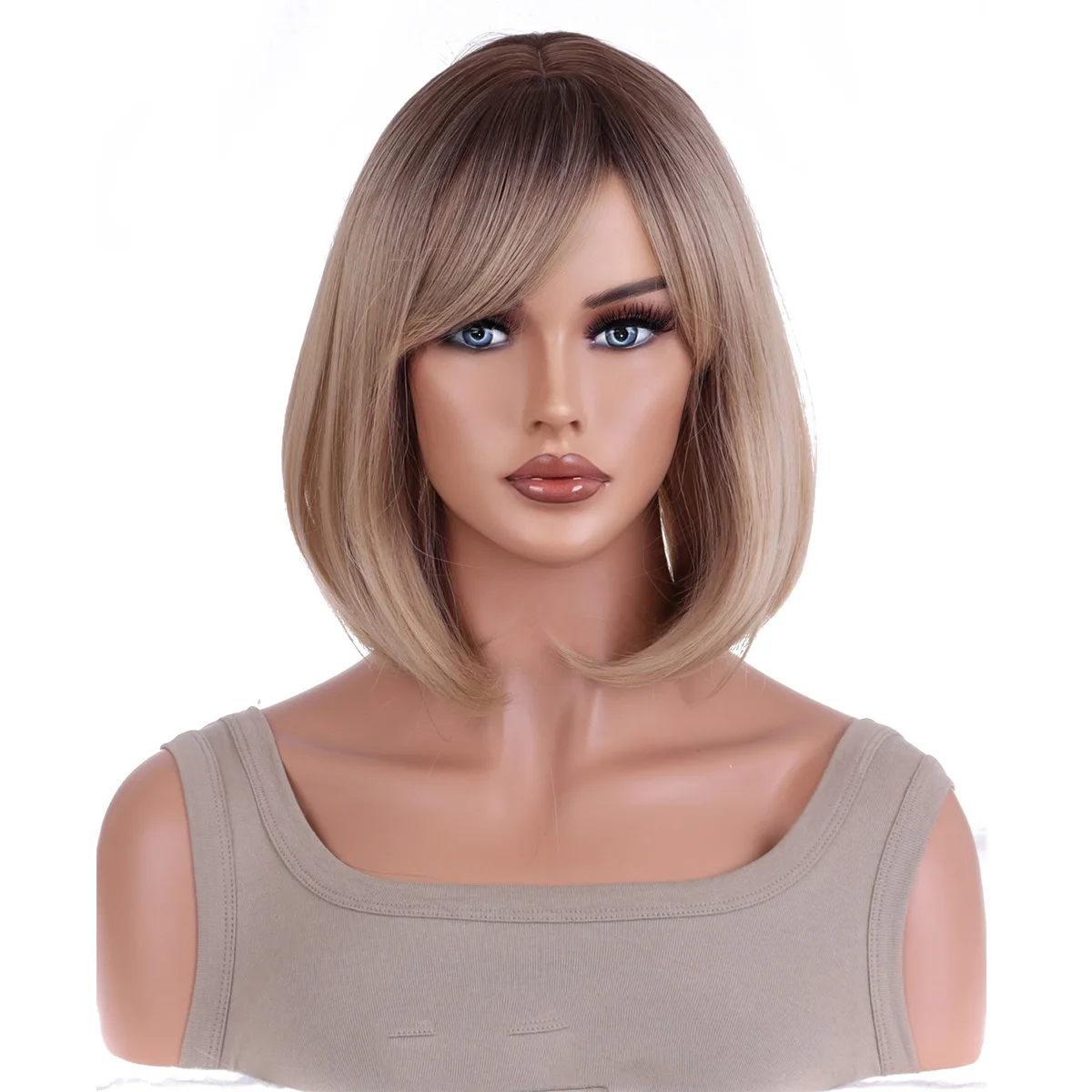 

European and American wig dyeing gradual change blond short hair bobo head full head wig